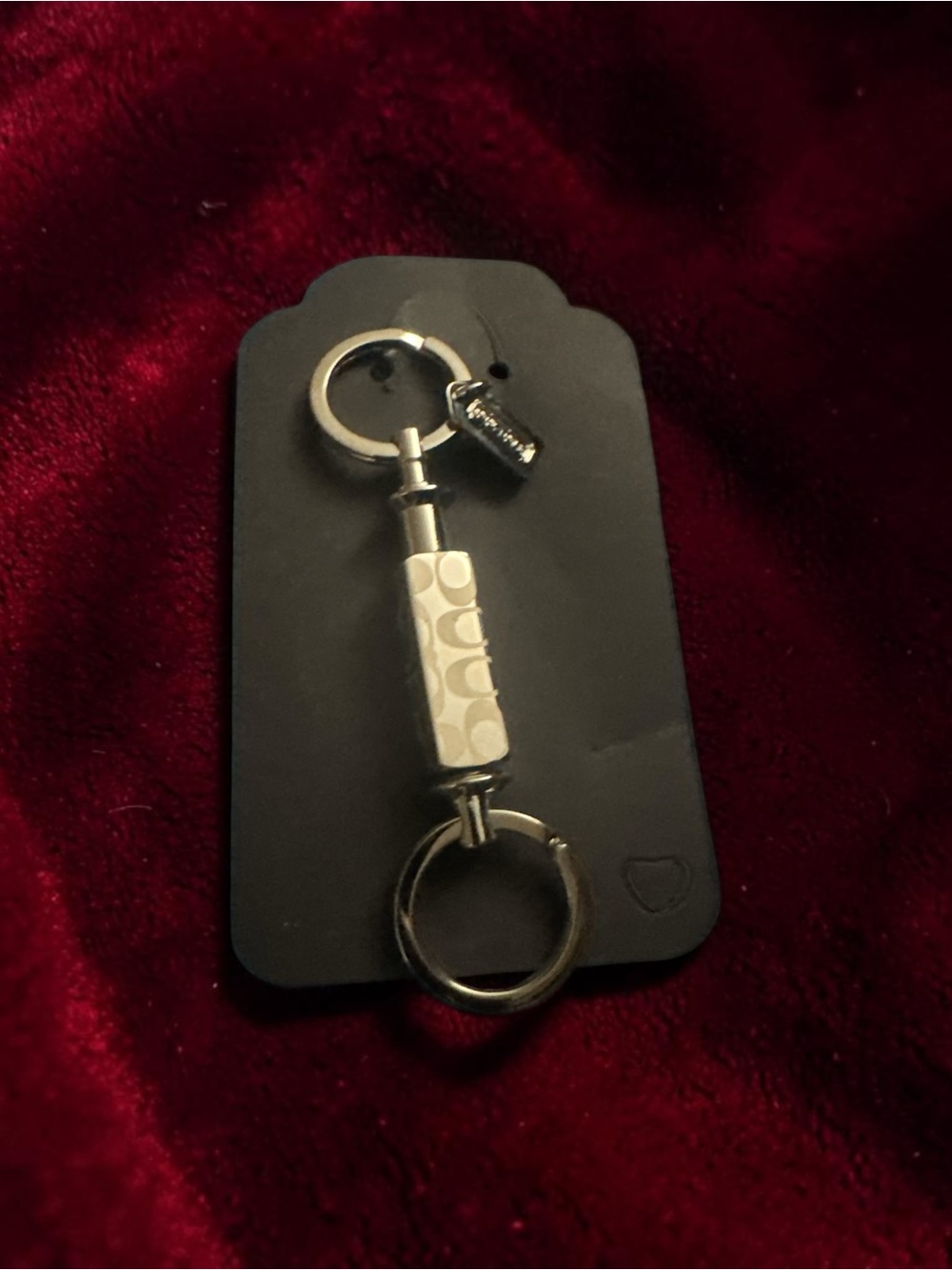 Coach Silver Signature Cylinder Valet Key Ring/Fob